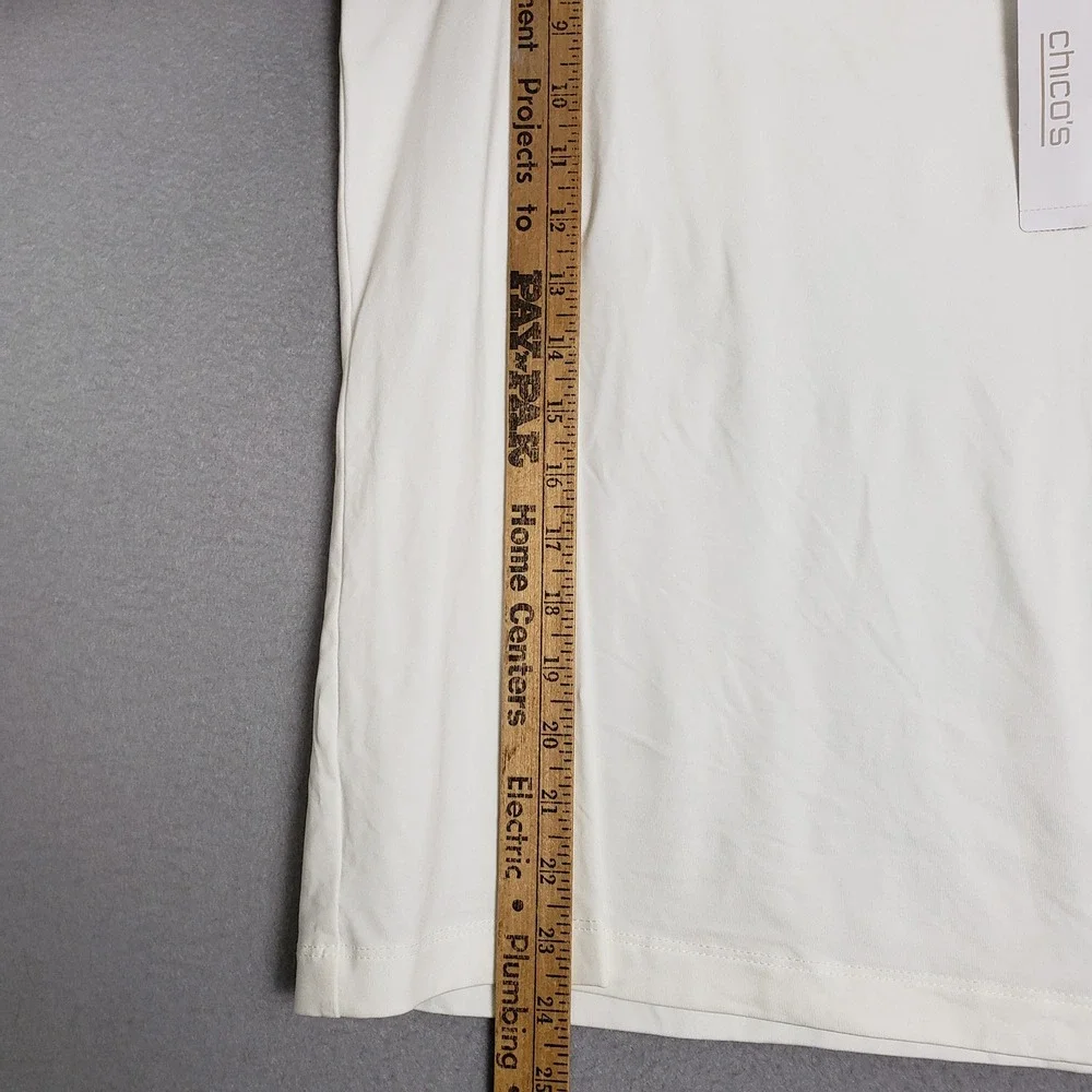 Chico's Size M Basic Solid White Knit Tank Top Minimalist Closet Staple Capsule - Picture 6 of 9